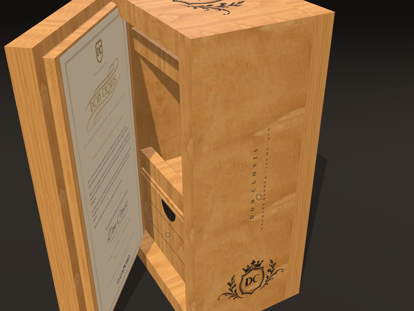 La caja abierta con la puerta frontal